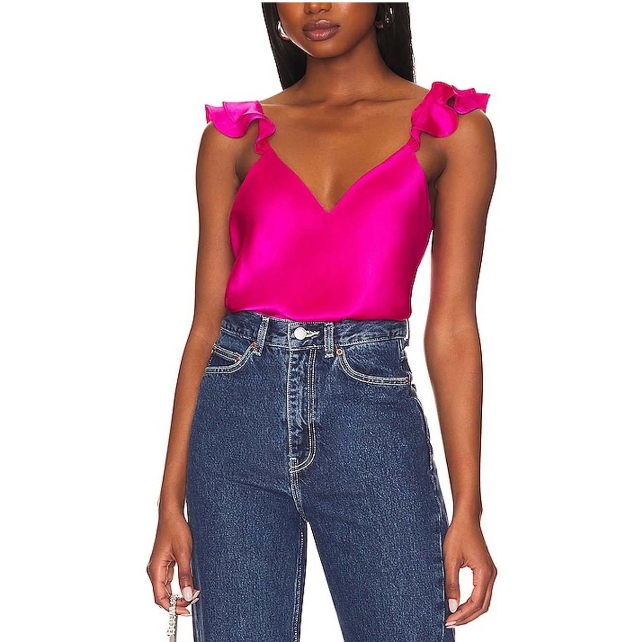 Cami Nyc Satin Neon Pink Damaris Top Size M